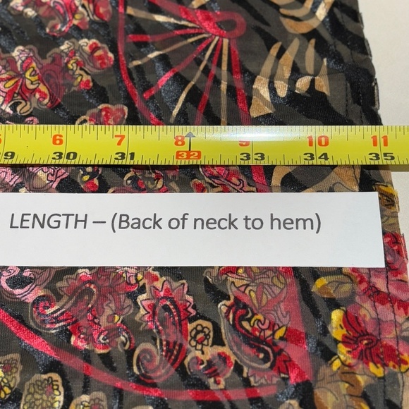 Women's Long Sleeve Velvet Burnout Tunic Top Button Up Sz L Boho Gypsy Caleoas - Picture 11 of 12